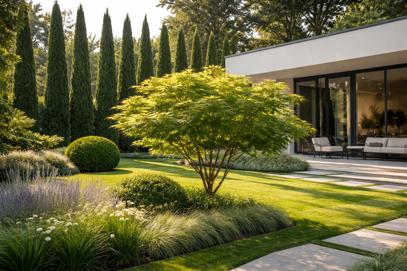 Başakşehir peyzaj uygulama projesi için modern villa bahçesi tasarımı